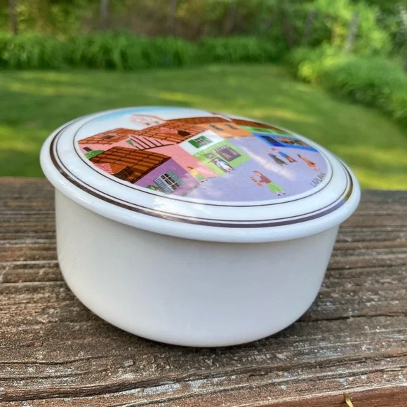 Vintage Villeroy & Boch Village Square Design Naif Trinket Porcelain Candy Box - Picture 4 of 10